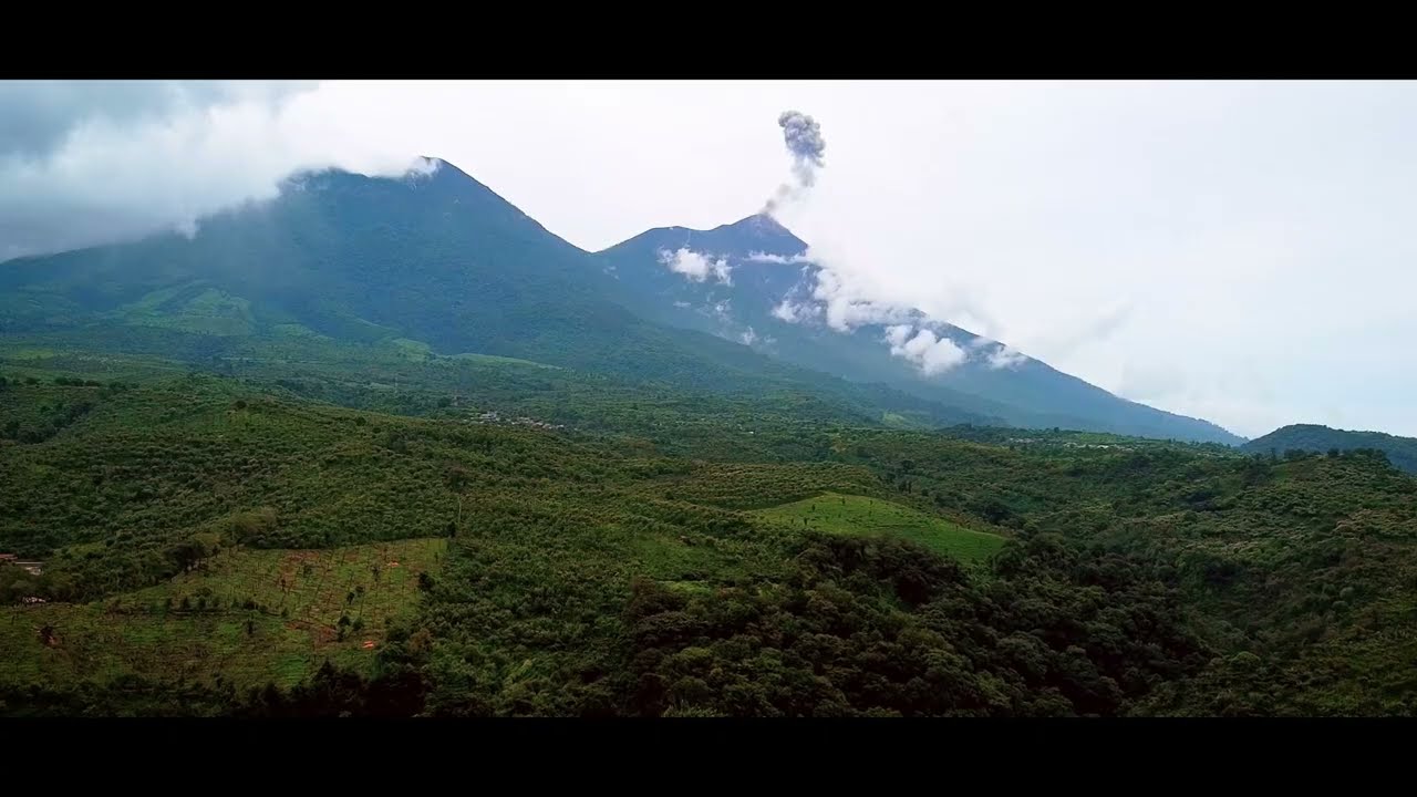 Volcano and avocado farms in the Guatemalan highlands